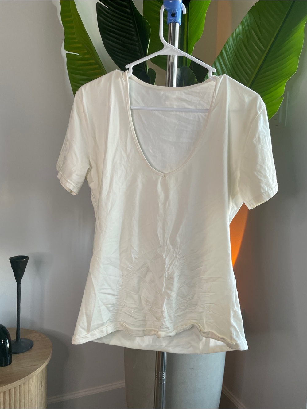 Women's Scoop Neck Short Sleeve Tee - Cream